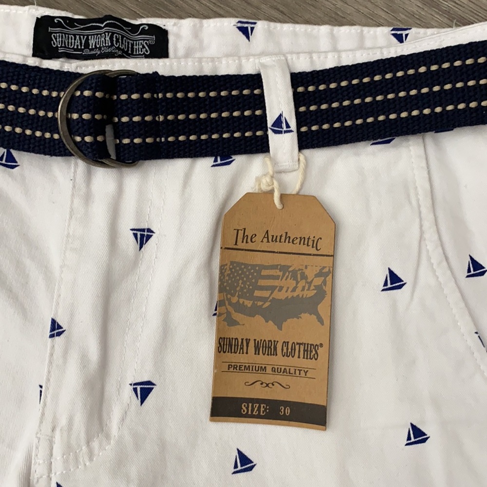 NWT Sunday Work Clothes White Nautical Shorts - Picture 4 of 7